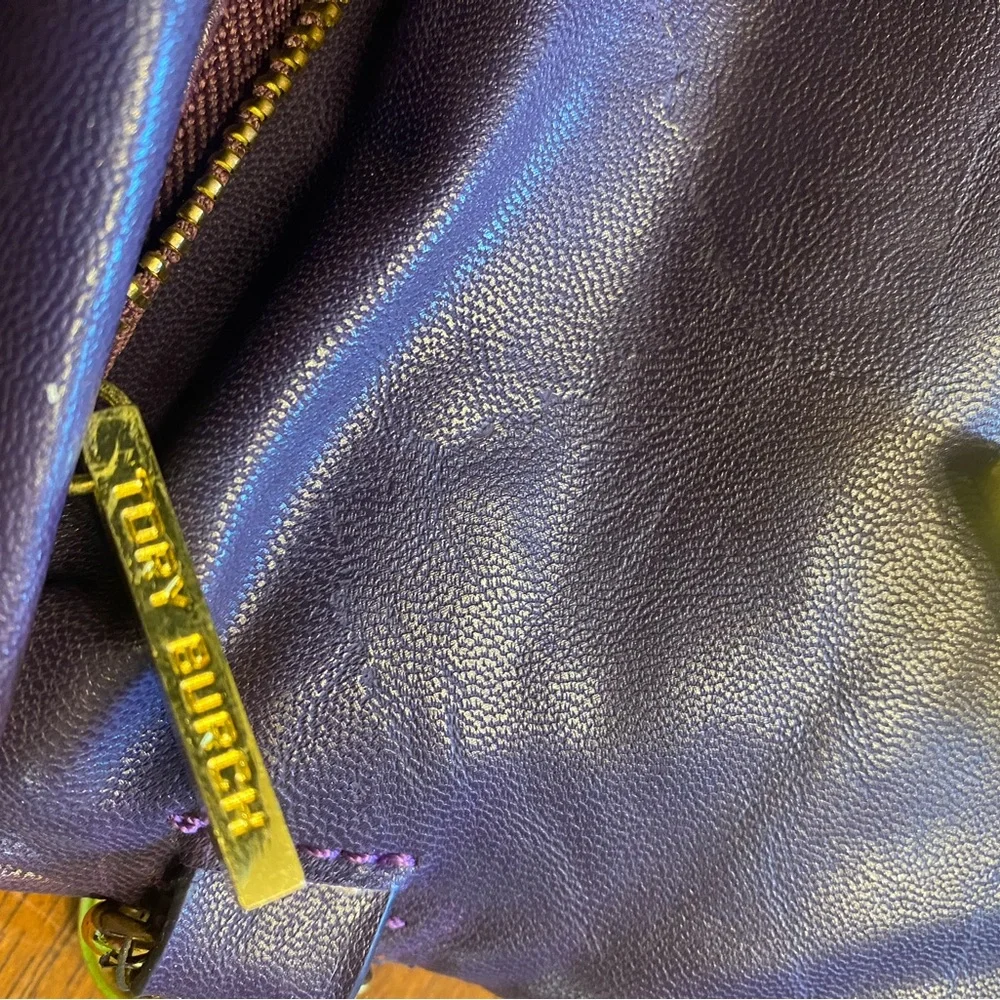 Tory Burch Plum Leather Shoulder/Clutch Bag